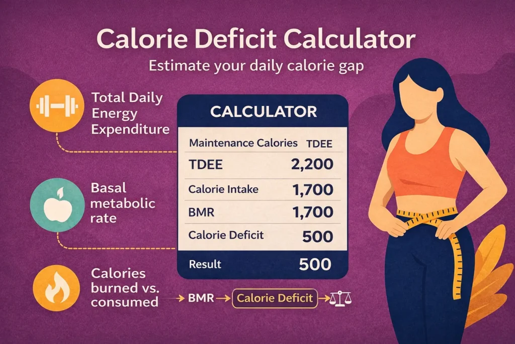 calorie deficit calculator
EStimate your daily calorie gap